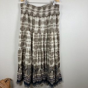Printed Smocked Waistband Maxi Skirt